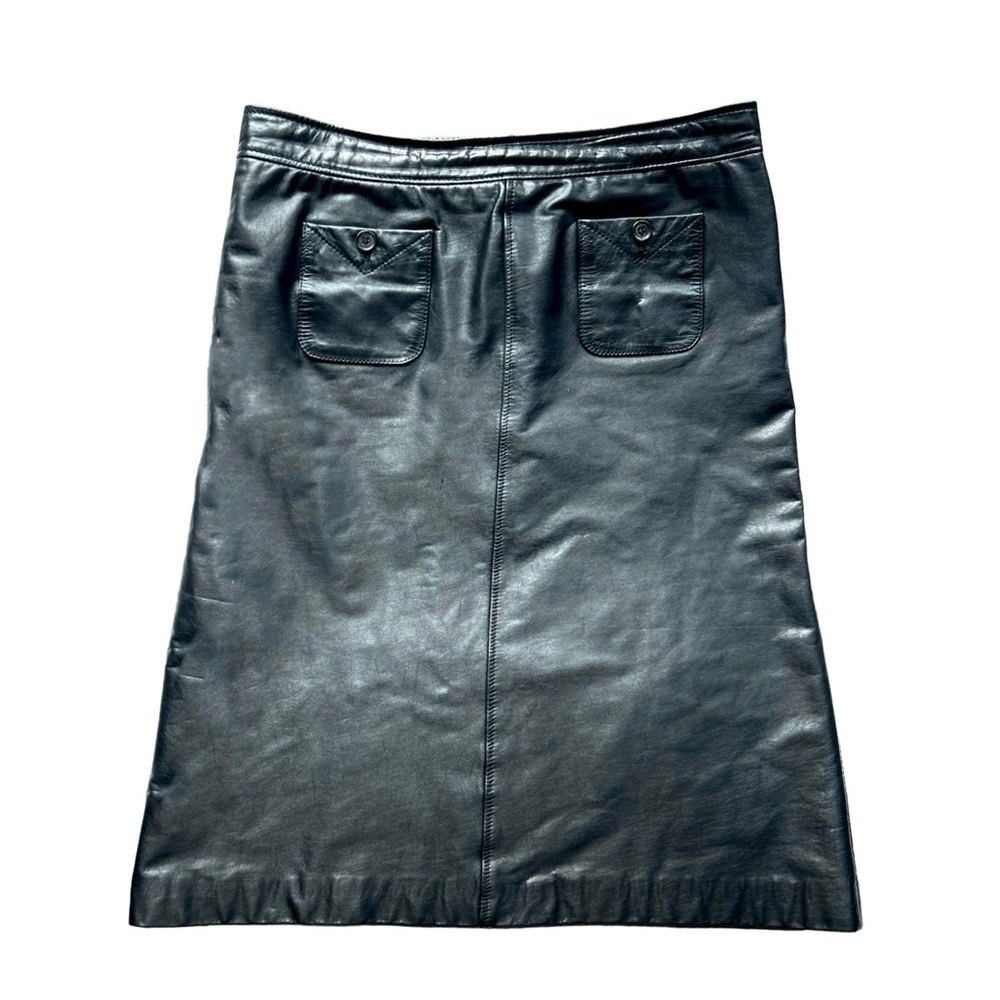filippa k genuine leather skirt with front pockets black size large pencil